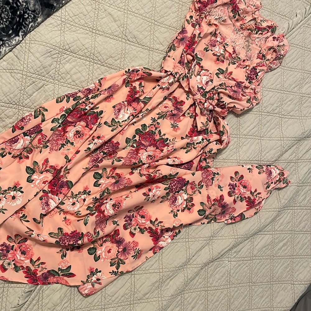 SHEIN Teen Girls' Floral Print Ruffle Hem Vacation Dress NEW SIZE 14 XL